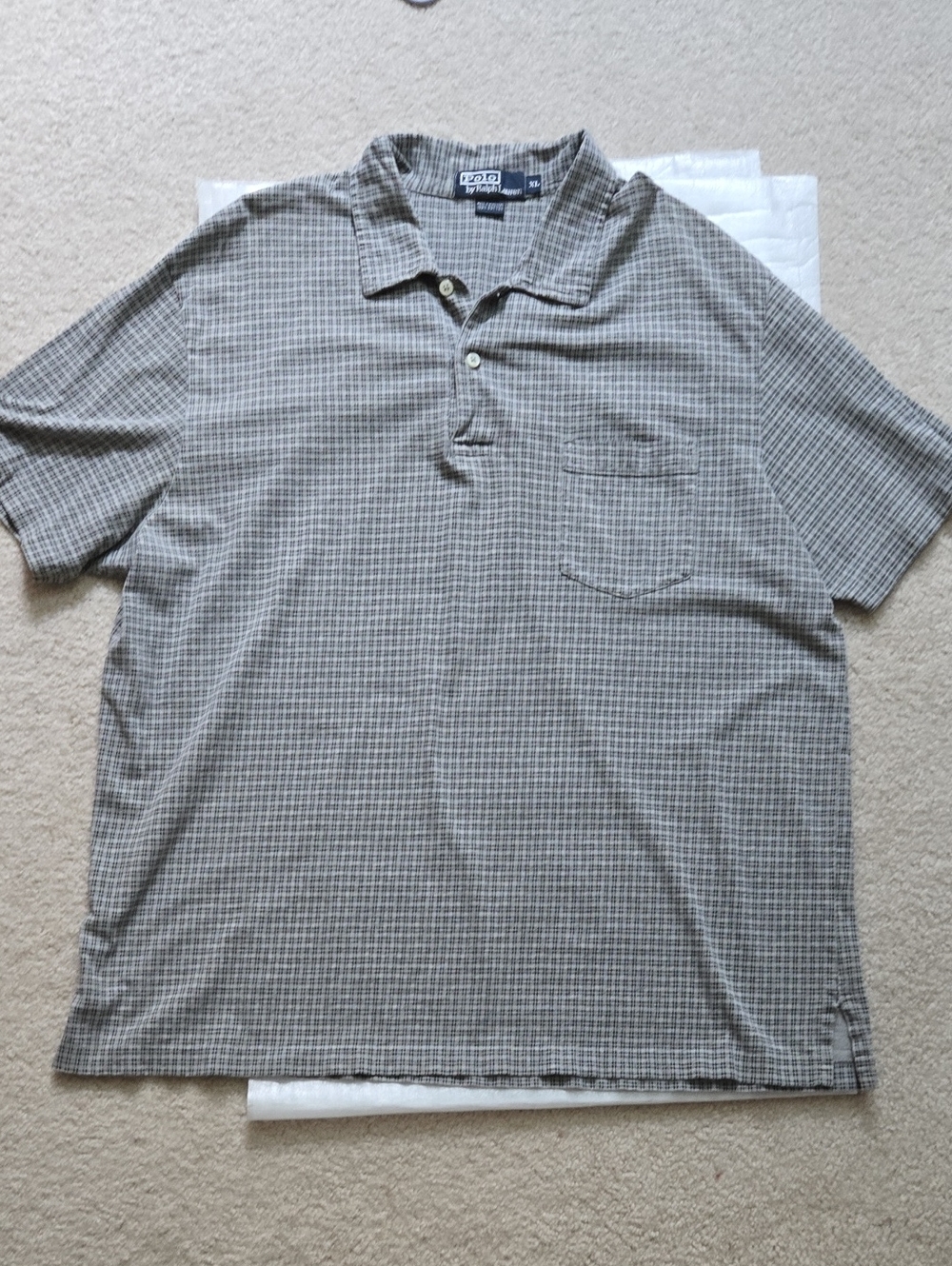 Men's Short Sleeve Polo in Gray Plaid